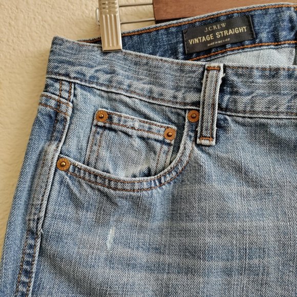J. Crew Vintage Straight Raw Frayed Jeans High Rise Destroy Size 28R - Picture 3 of 15